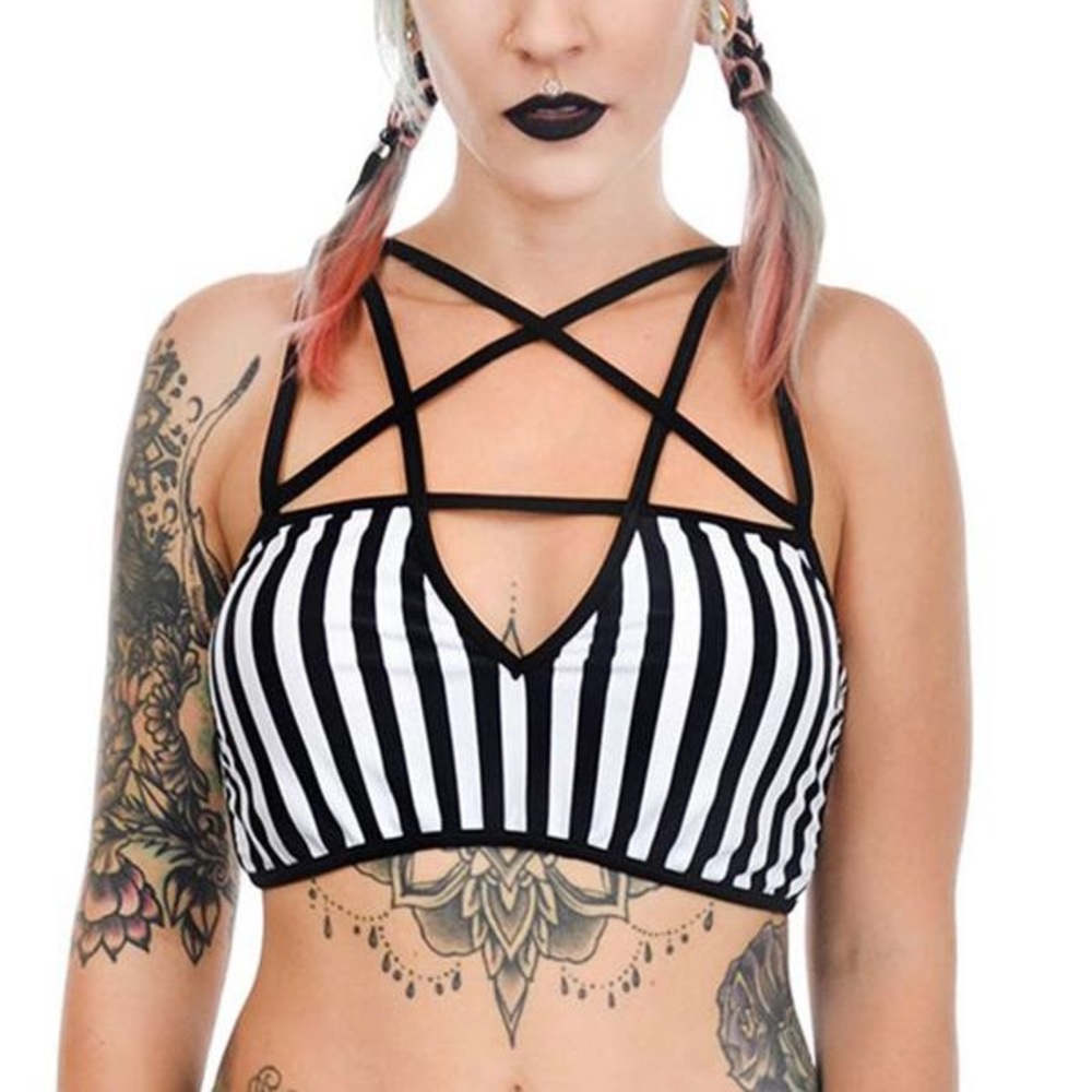 TOO FAST RAT BABY DEADSTOCK PENTAGRAM BIKINI TOP🖤